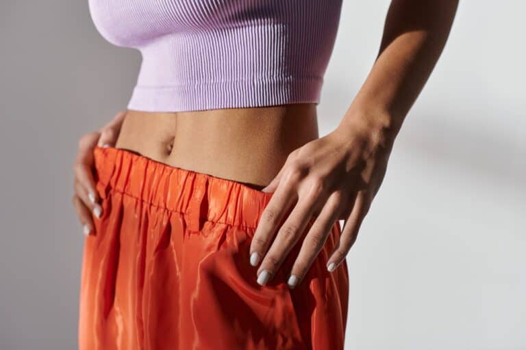 close up of woman contoured body