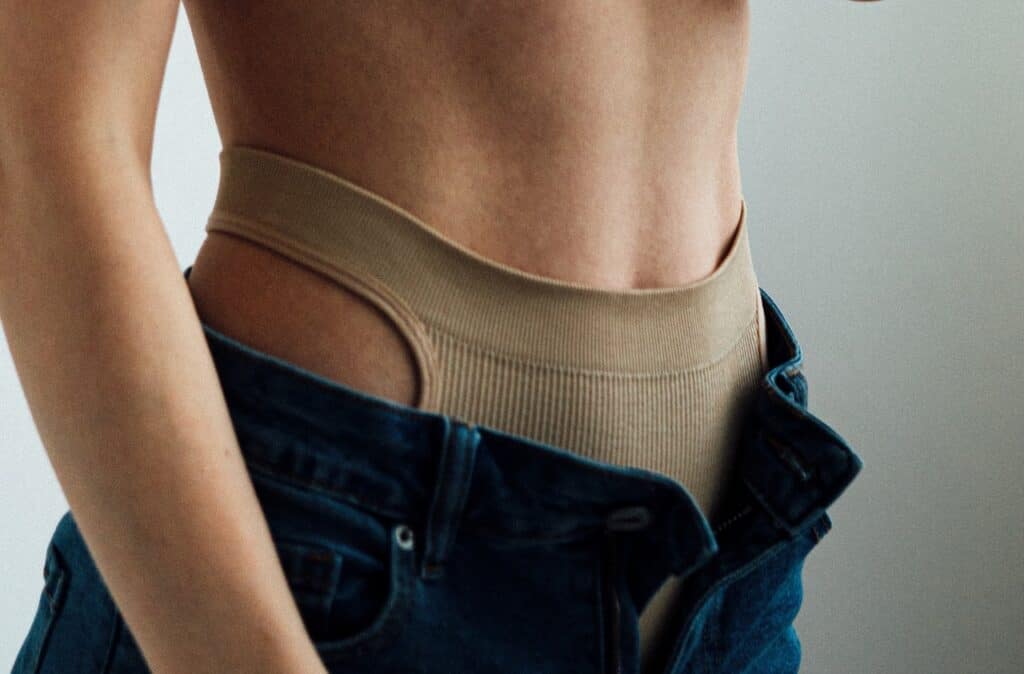 v shape body in jeans