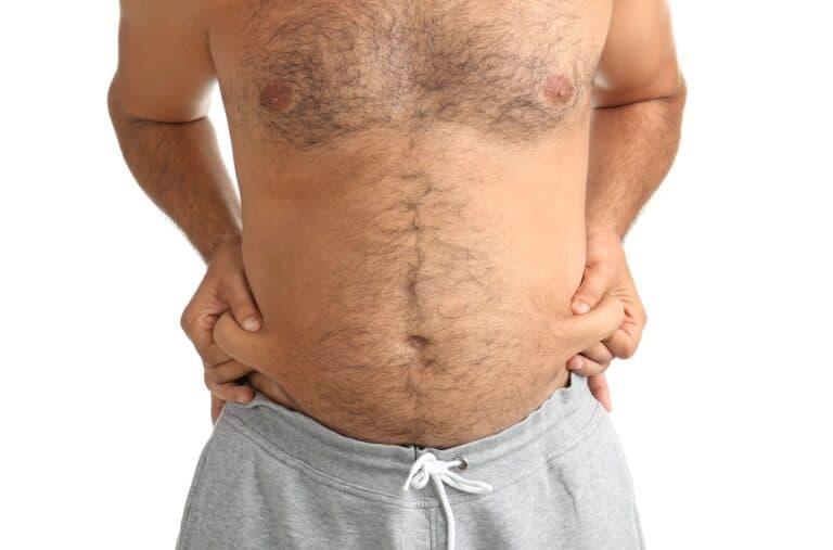 overweight man with love handles