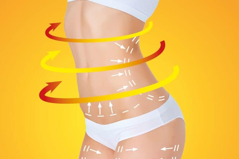 woman with fat removal arrows